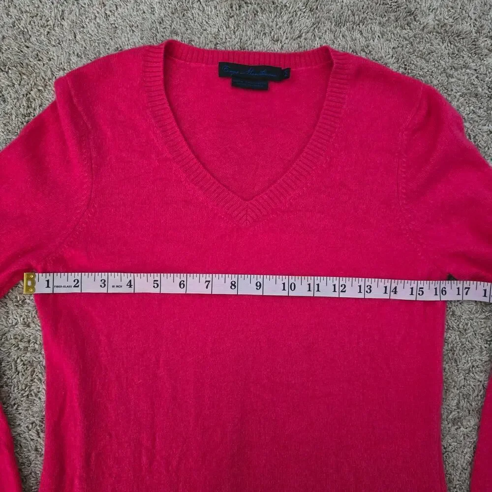 Enzo Mantovani Pink 100% Cashmere V-Neck Sweater M CozyLuxe Minimalist Soft Girl